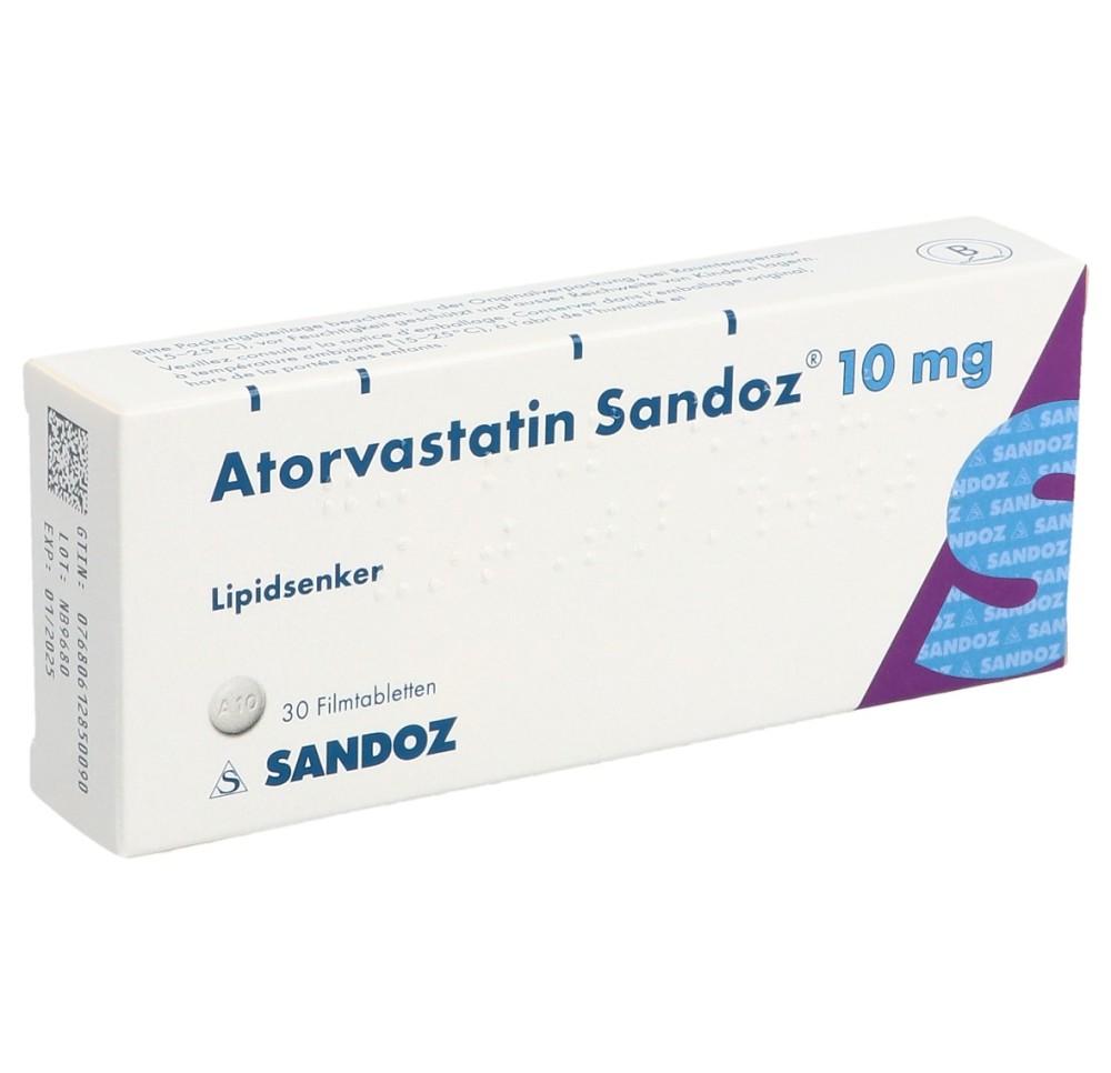 ATORVASTATINE Sandoz cpr pell 10 mg 30 pce ATORVASTATINE Sandoz cpr pell 10 mg 30 pce