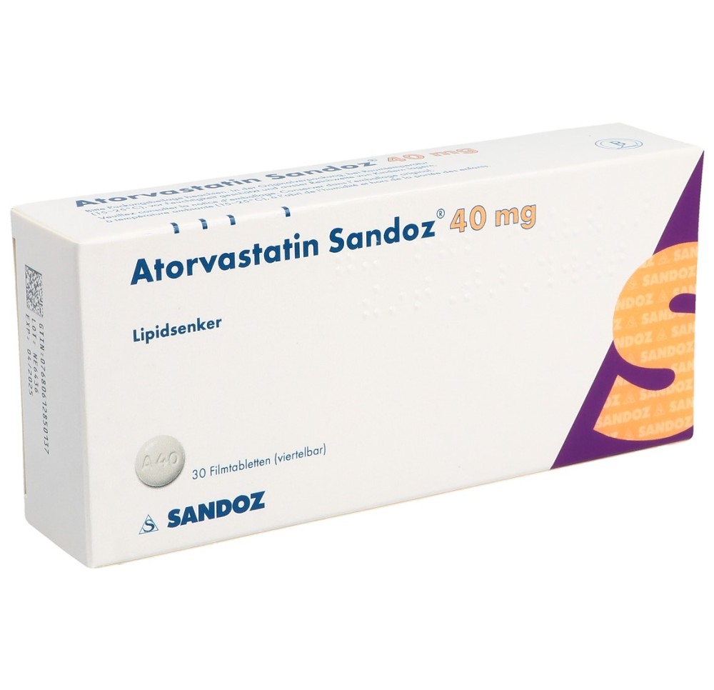 ATORVASTATINE Sandoz cpr pell 40 mg 30 pce ATORVASTATINE Sandoz cpr pell 40 mg 30 pce