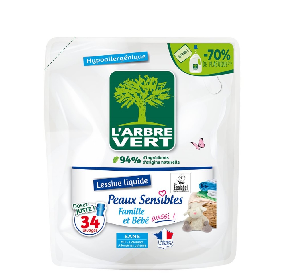 L'ARBRE VERT rech lessive liquid peaux sen 1.53 lt