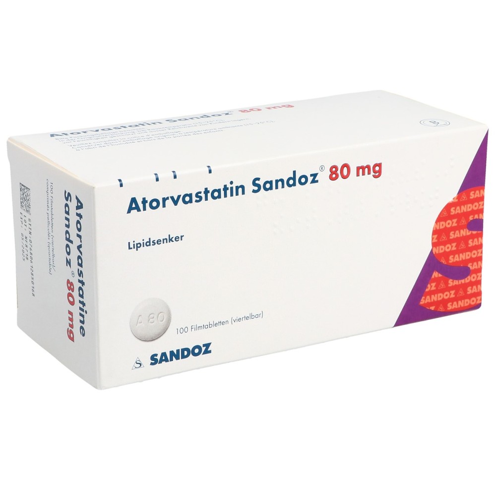 ATORVASTATINE Sandoz cpr pell 80 mg 100 pce ATORVASTATINE Sandoz cpr pell 80 mg 100 pce