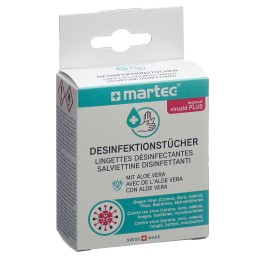 MARTEC Lingettes désinfectantes a aloe vera 10 pce