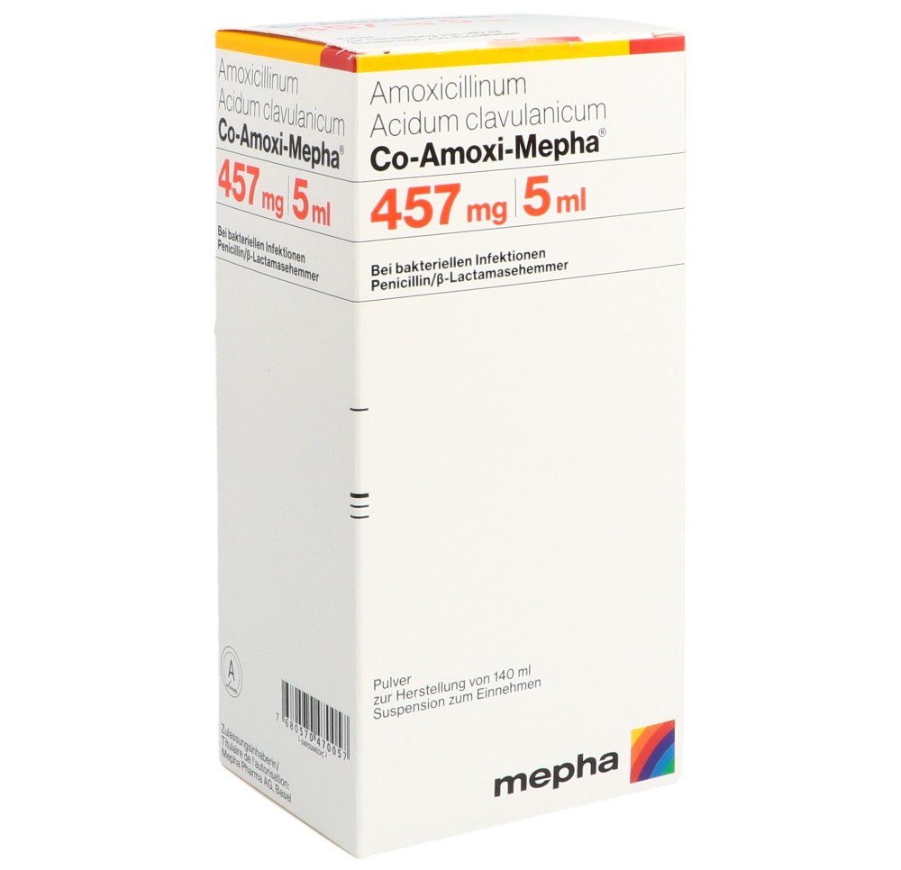 CO-AMOXI Mepha pdr 457 mg p susp fl 140 ml CO-AMOXI Mepha pdr 457 mg p susp fl 140 ml
