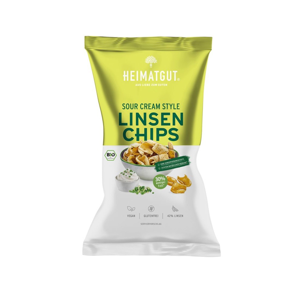 HEIMATGUT Chips de lentilles crème sure bio 75 g HEIMATGUT Chips de lentilles crème sure bio 75 g