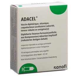 ADACEL susp inj s aiguille 10 ser pré 0.5 ml