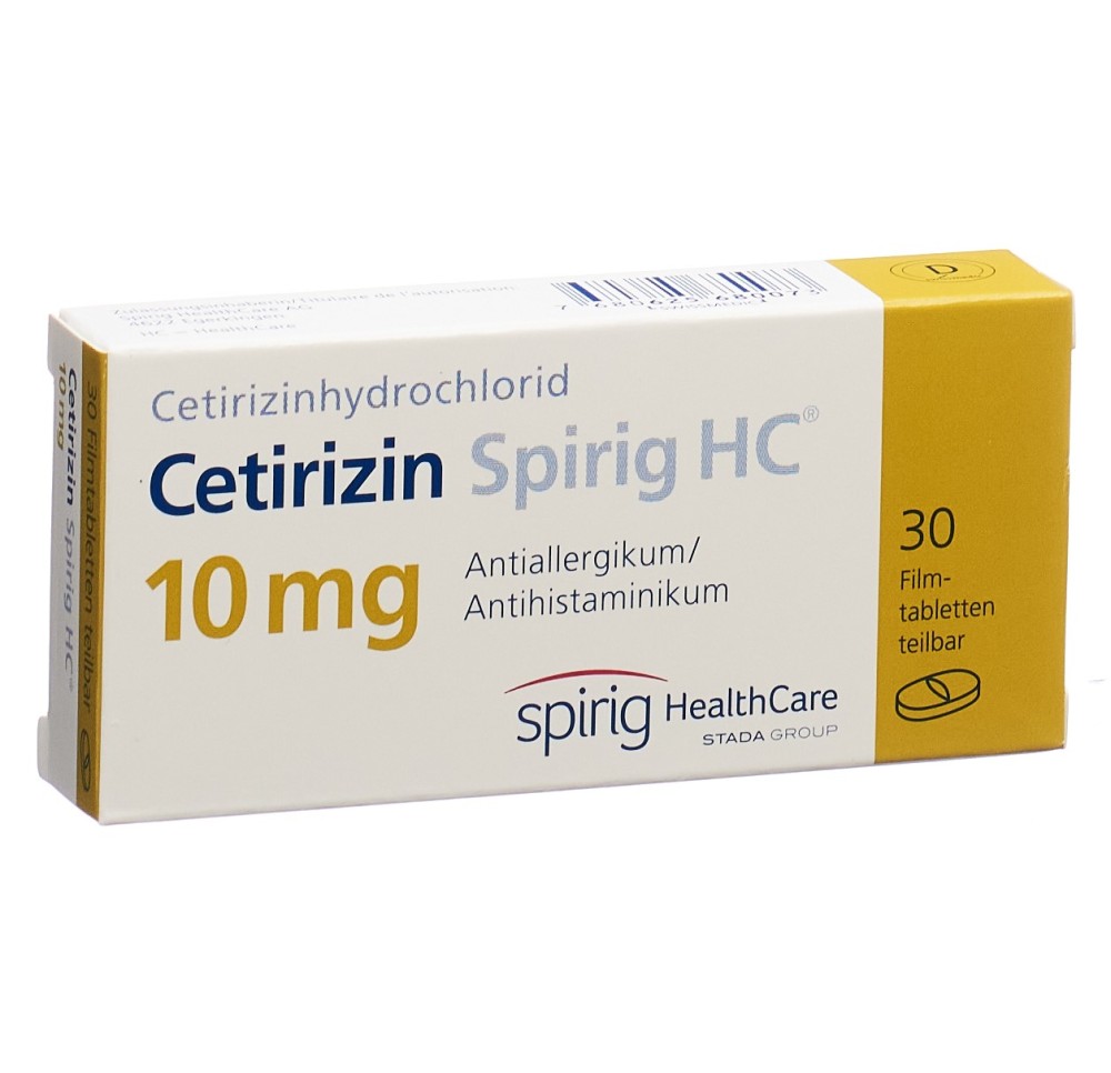 CETIRIZINE Spirig HC cpr pell 10 mg 30 pce CETIRIZINE Spirig HC cpr pell 10 mg 30 pce