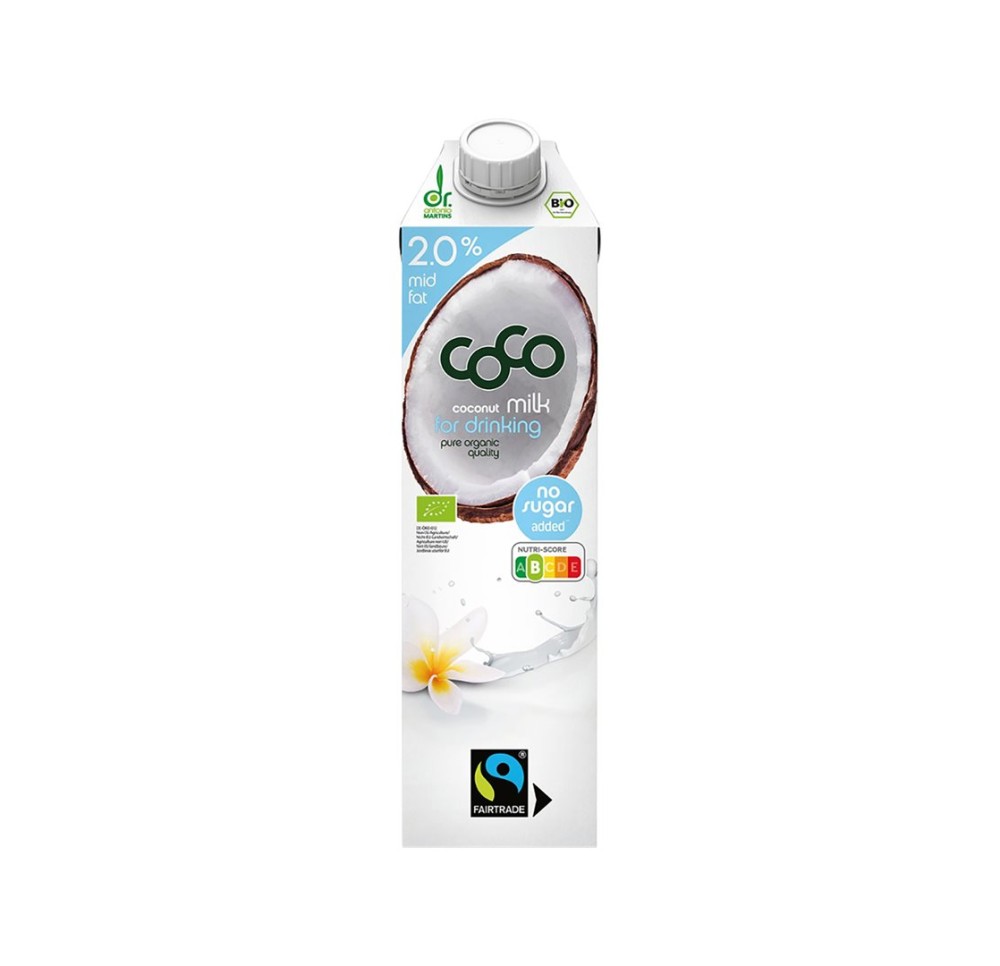 DR MARTINS lait noix coco boire bio tétra 1 lt DR MARTINS lait noix coco boire bio tétra 1 lt