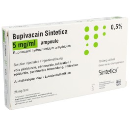 BUPIVACAIN Sintetica 25 mg/5ml amp bli sté 10 pce