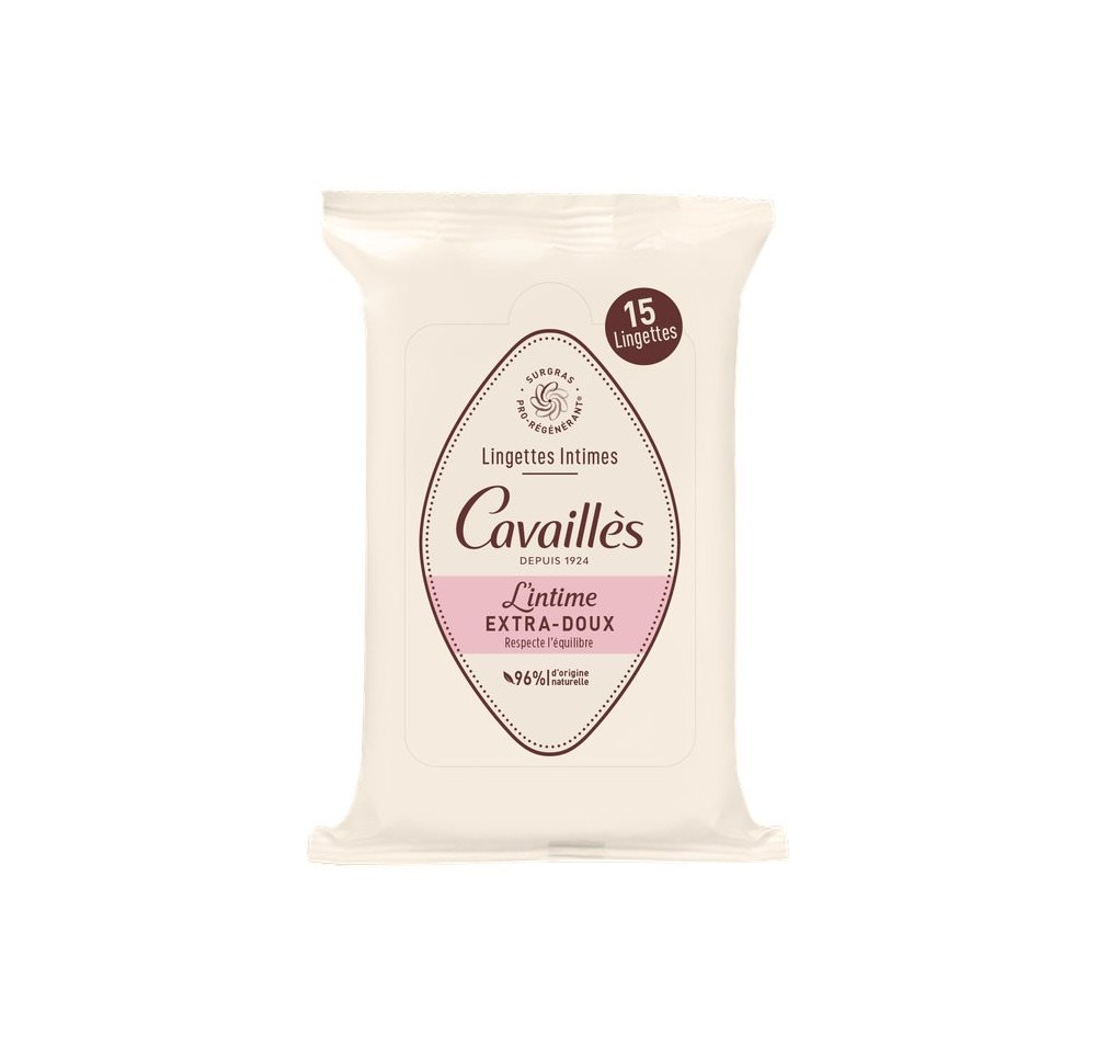 ROGE CAVAILLES Lingettes Intimes Ex Doux n 15 pce