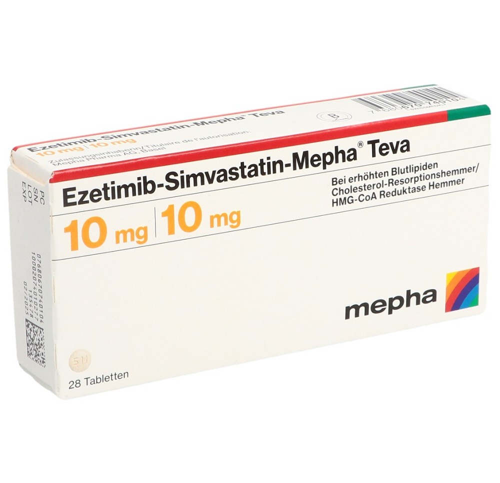 EZETIMIB SIMVASTATIN Mepha Teva 10/10 mg 28 pce EZETIMIB SIMVASTATIN Mepha Teva 10/10 mg 28 pce