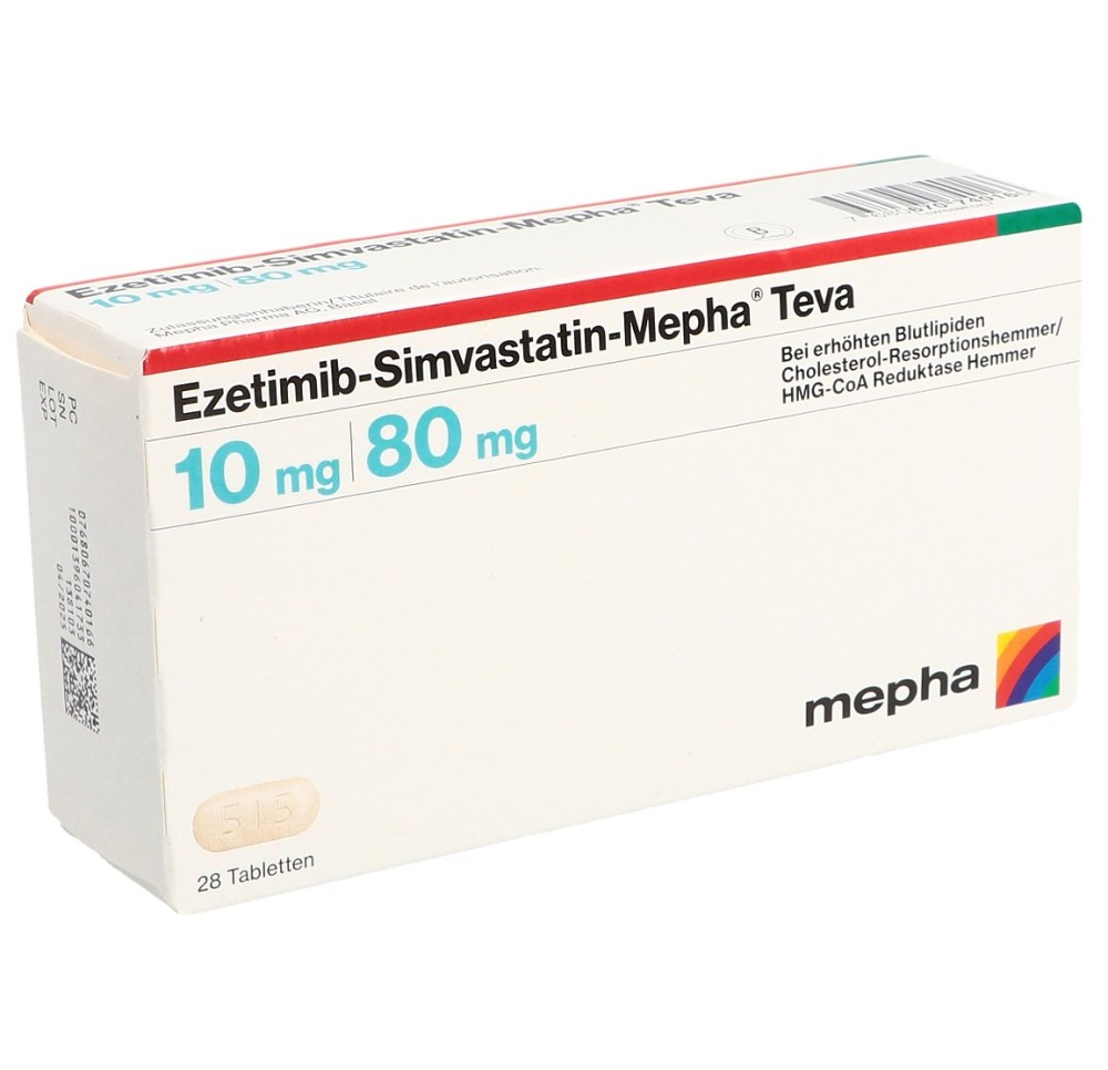 EZETIMIB SIMVASTATIN Mepha Teva 10/80 mg 28 pce EZETIMIB SIMVASTATIN Mepha Teva 10/80 mg 28 pce