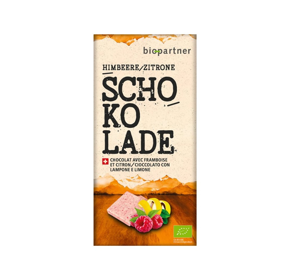 BIO PARTNER chocolat blanc framboise citron 75 g BIO PARTNER chocolat blanc framboise citron 75 g