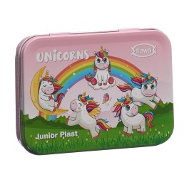 FLAWA Junior Plast strips Unicorns Tin Box 20 pce