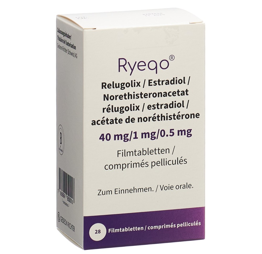 RYEQO cpr pell 40 mg/1 mg/0.5 mg 28 pce