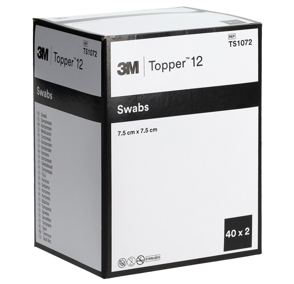 TOPPER 12 compr NW 7.5x7.5cm stér 80 pce