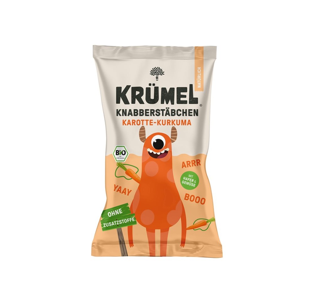 KRÜMEL bâtonnets carotte-curcuma sach 60 g KRÜMEL bâtonnets carotte-curcuma sach 60 g
