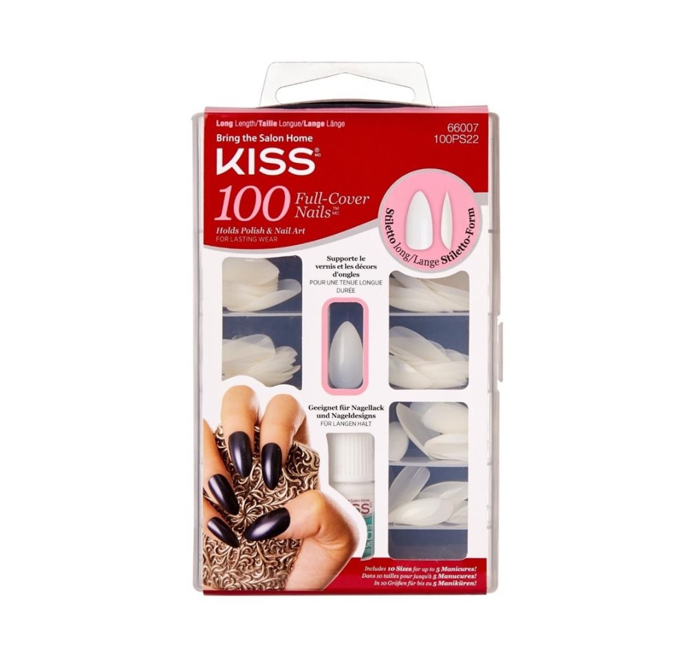 KISS Plain nails full cover and tips Stiletto
