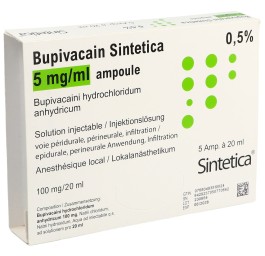 BUPIVACAIN Sintetica 100 mg/20ml amp 5 x 20 ml