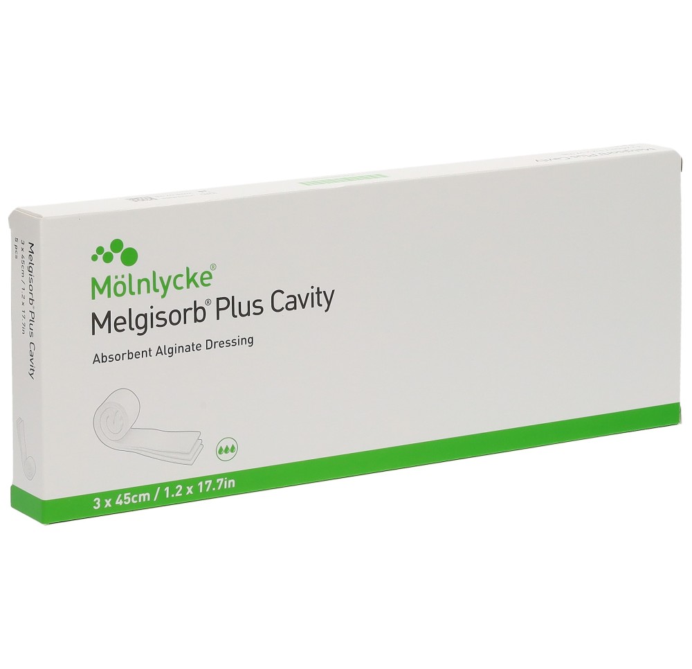 MELGISORB PLUS Cavity alginate 45x3cm 5 pce MELGISORB PLUS Cavity alginate 45x3cm 5 pce