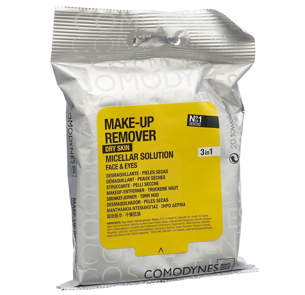 COMODYNES lingettes démaq peaux sèches 20 pce COMODYNES lingettes démaq peaux sèches 20 pce
