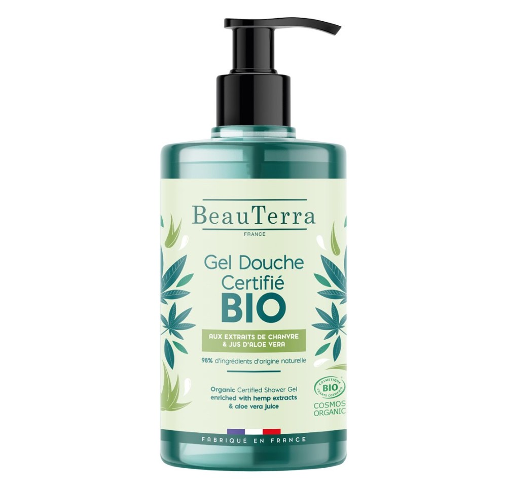BEAUTERRA gel douche chanvre aloé vera bio 750 ml