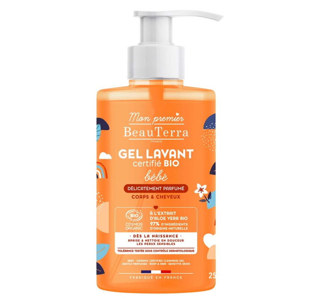 BEAUTERRA gel douche bébé avec parf bio 750 ml