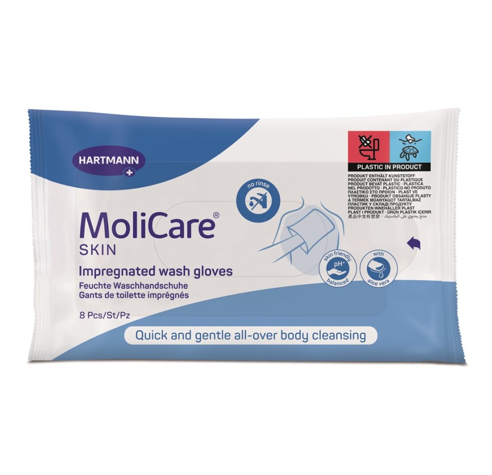 MOLICARE Skin gants de toilette (nouv) sach 8 pce MOLICARE Skin gants de toilette (nouv) sach 8 pce