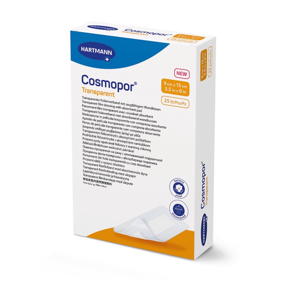 COSMOPOR transparent 9x15cm stérile 25 pce
