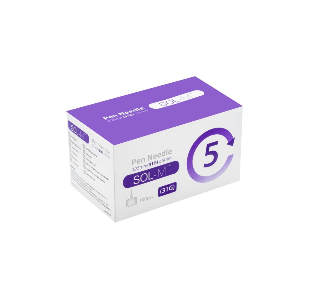 SOL-M Pen aiguille 31G 0.25mmx5mm 100 pce SOL-M Pen aiguille 31G 0.25mmx5mm 100 pce