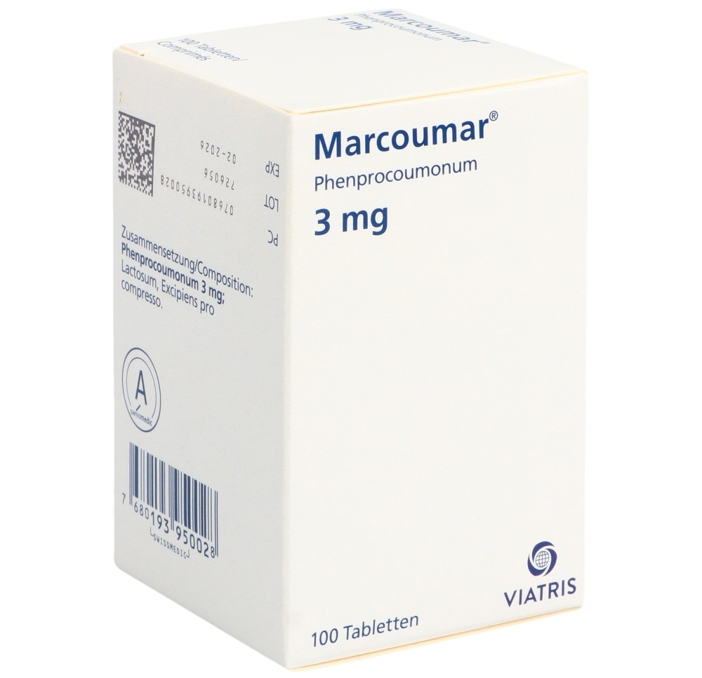 MARCOUMAR cpr 3 mg fl plast 100 pce MARCOUMAR cpr 3 mg fl plast 100 pce