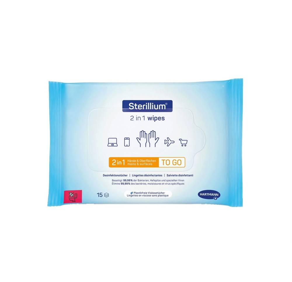 STERILLIUM 2en1 wipes 15 pce STERILLIUM 2en1 wipes 15 pce