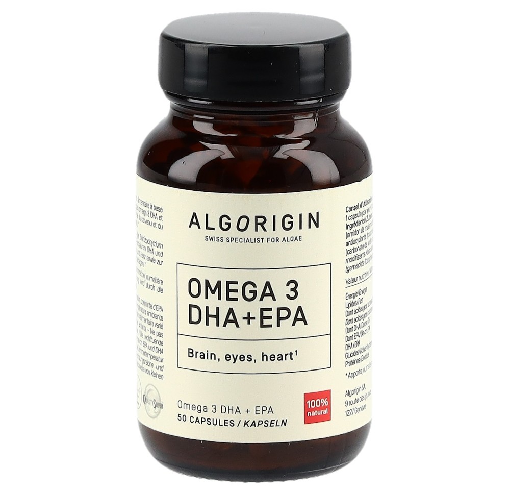 ALGORIGIN Omega 3 DHA+EPA caps fl verre 50 pce ALGORIGIN Omega 3 DHA+EPA caps fl verre 50 pce