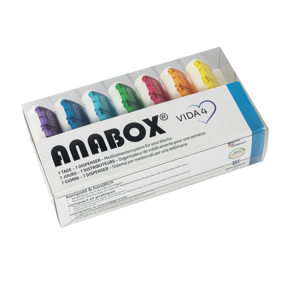 ANABOX pilulier 7 jours vida 4 4 cases/jour D/F/I