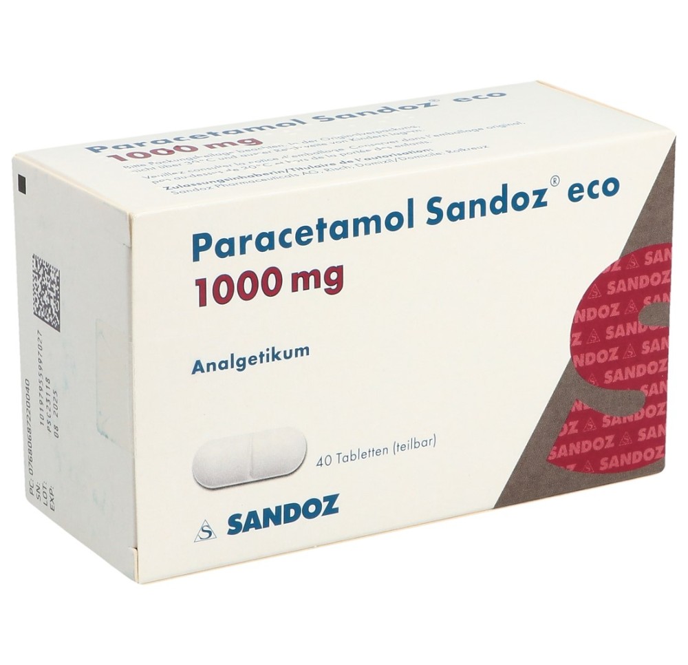 PARACETAMOL Sandoz eco cpr 1000 mg 40 pce PARACETAMOL Sandoz eco cpr 1000 mg 40 pce