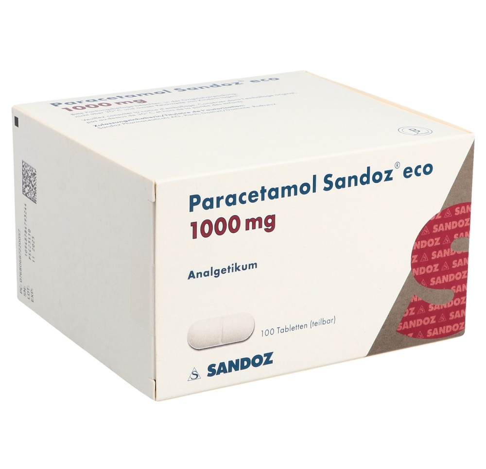 PARACETAMOL Sandoz eco cpr 1000 mg 100 pce PARACETAMOL Sandoz eco cpr 1000 mg 100 pce