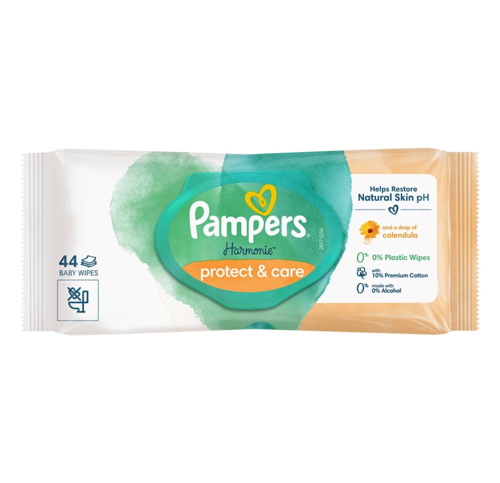 PAMPERS lingettes humides Harmonie calendu 44 pce