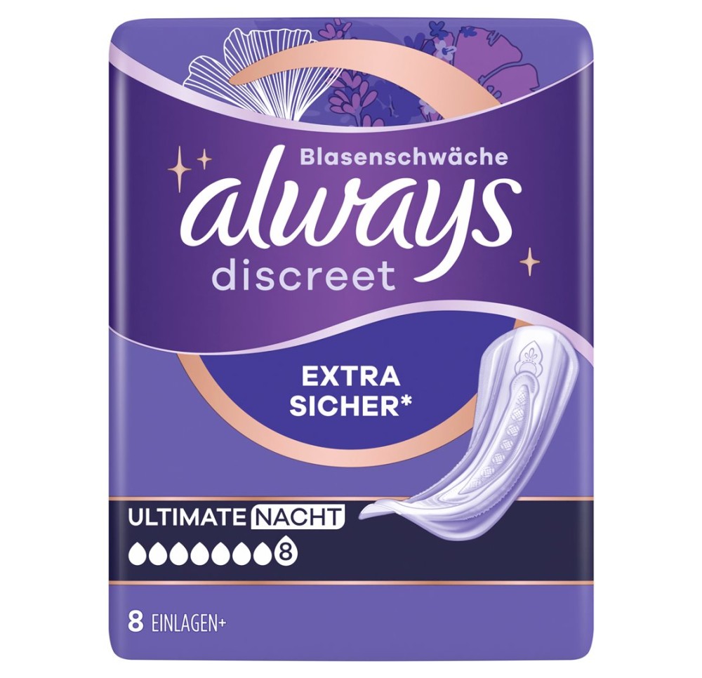 ALWAYS Discreet incontinence Ultimate nuit n 8 pce