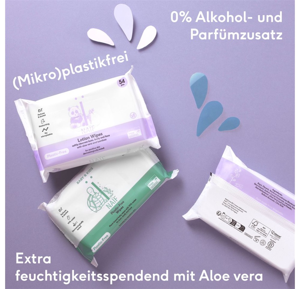 NAIF Lingettes lot p bébés s plastiq 432 pce