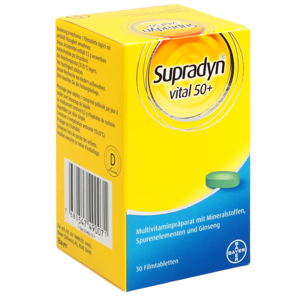 SUPRADYN Vital 50+ cpr pell bte 30 pce SUPRADYN Vital 50+ cpr pell bte 30 pce