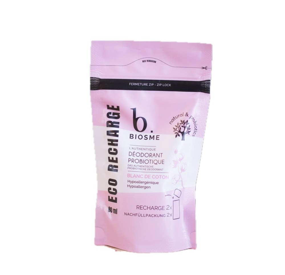 BIOSME déo probiotique Blanc coton rech 80 ml