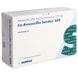 CO-AMOXICILLINE Sandoz cpr disp 625 mg nouv 20 pce