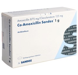 CO-AMOXICILLINE Sandoz cpr disp 1 g (nouv) 20 pce