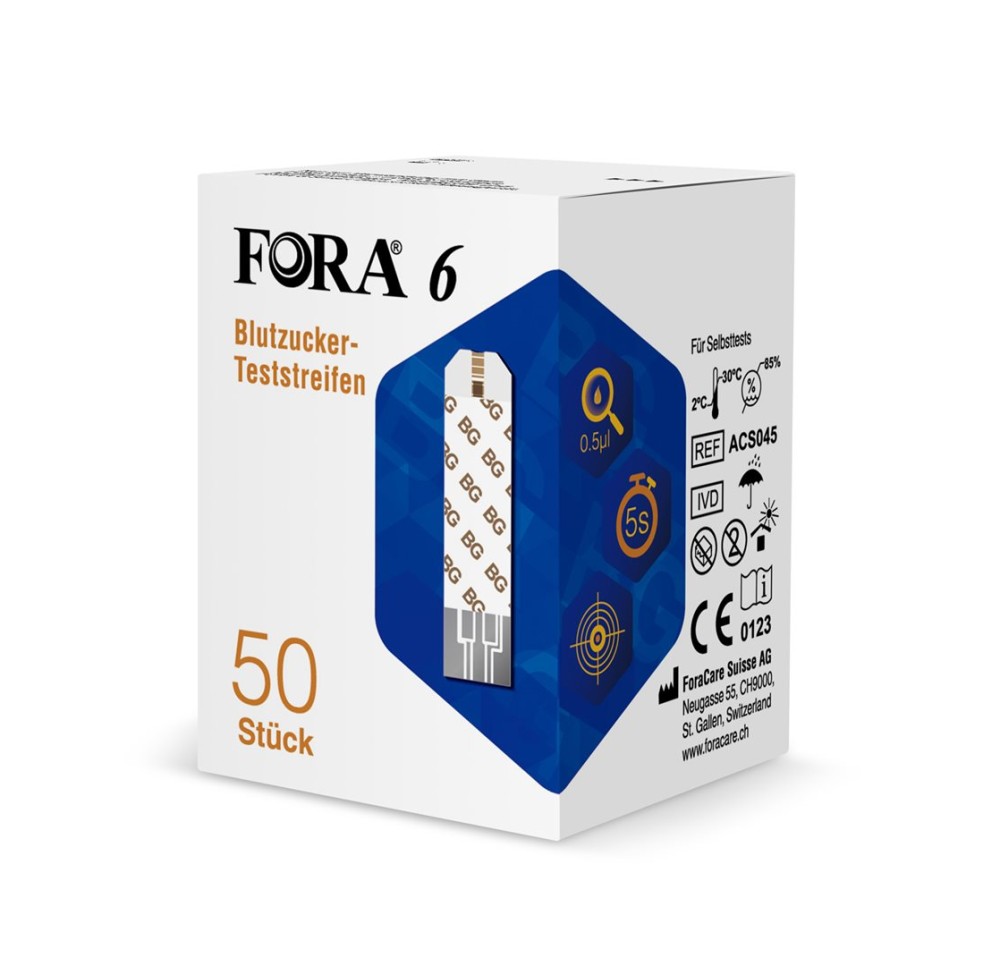 FORA 6 bandelettes de test glycémie 50 pce