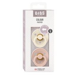 BIBS Colour Latex Round 0-6m ivory blush 2 pce