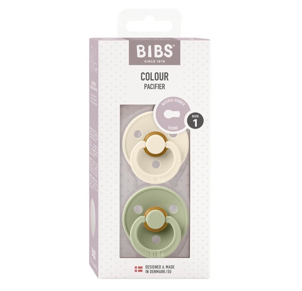 BIBS Colour Latex Round 0-6m ivory sage 2 pce