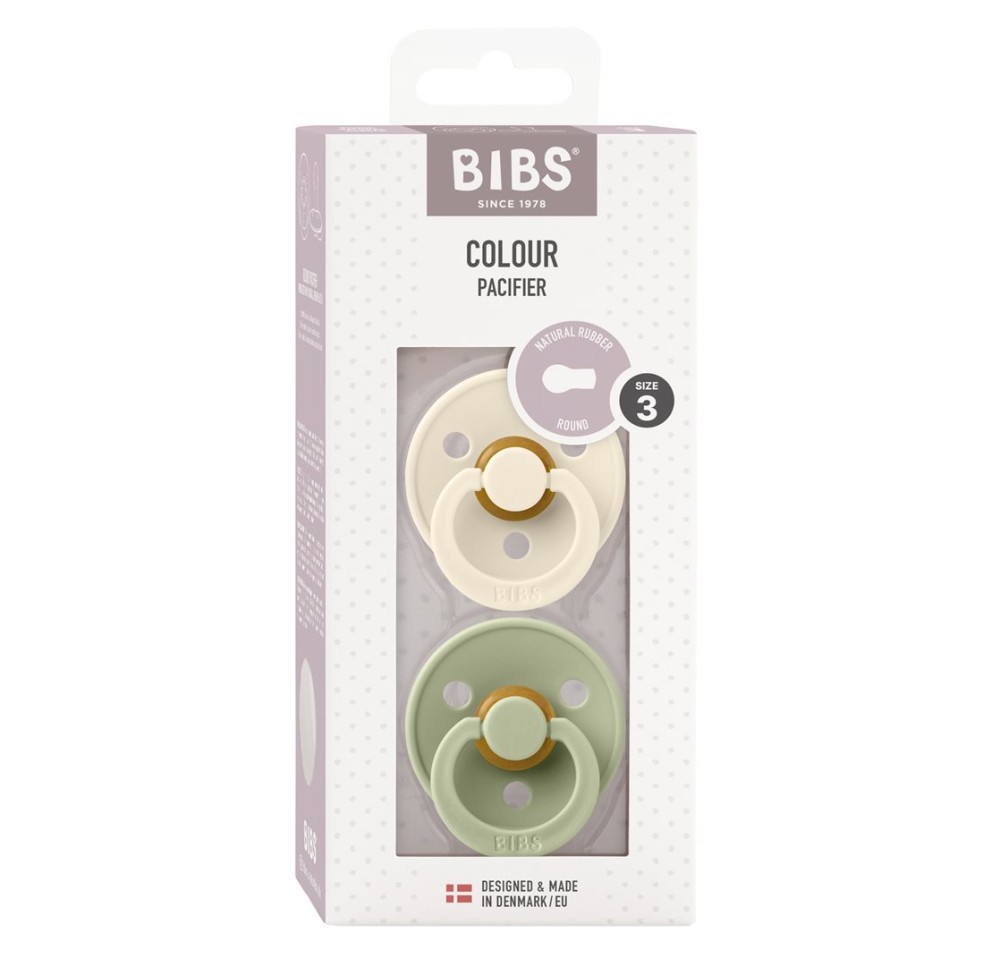 BIBS Colour Latex Round 12-18m ivory sage 2 pce