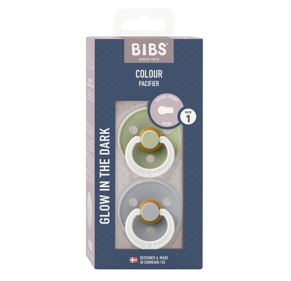 BIBS Colour Latex Round 0-6m sage gl clo gl 2 pce