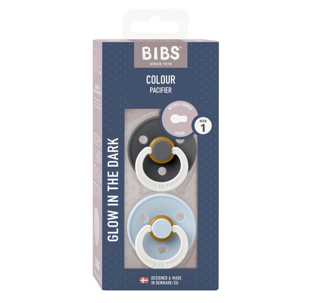 BIBS Colour Latex Round 0-6m iron gl bl gl 2 pce