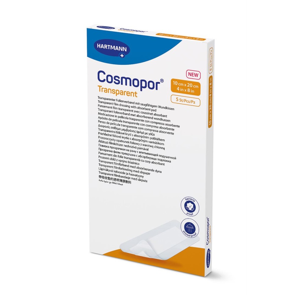 COSMOPOR transparent 10x20cm stérile 5 pce