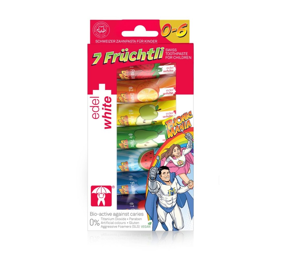 EDEL+WHITE dentifrice enfants 7 fruits 7 x 9.4 ml