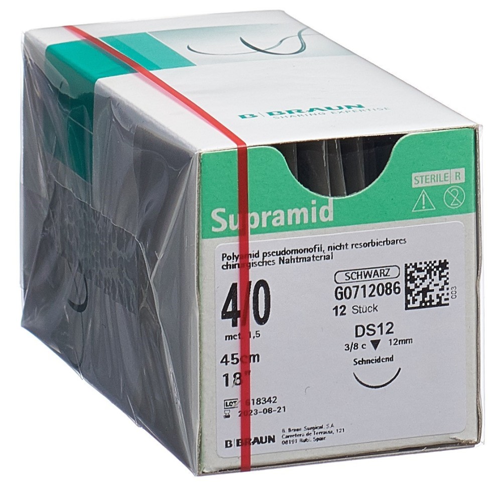 SUPRAMID 45cm DS 12 4-0 noir 12 pce